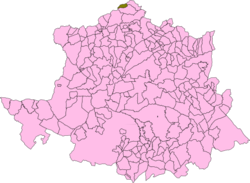 Location of Casares de las Hurdes in Cáceres Province