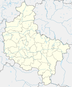 Mapa konturowa województwa wielkopolskiego, blisko centrum na prawo znajduje się punkt z opisem „Ciążeń”