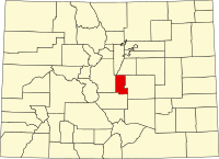 Locatie van Teller County in Colorado