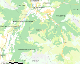 Mapa obce Risoul