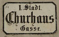 Richtige Fraktur-"s"-Schreibung wäre "Churhaus Gaſſe"; Randfarbe falsch