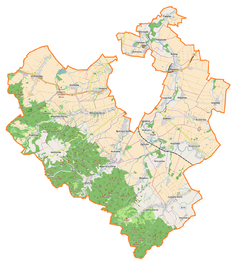 Mapa konturowa gminy wiejskiej Świdnica, w centrum znajduje się punkt z opisem „Burkatów”