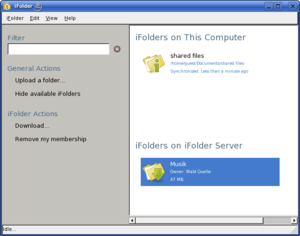 A screenshot of iFolder, running on Mac OS X