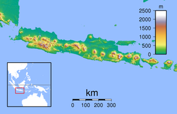 塞梅魯火山在爪哇岛的位置