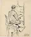 Lismonde dans son atelier, dessin par Léon van Dievoet, 4 avril 1944.