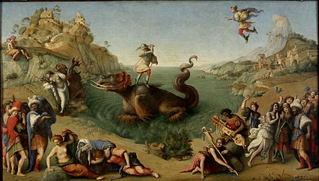 Perseus som räddar Andromeda, olja på duk, 1510 eller 1513, Uffizierna