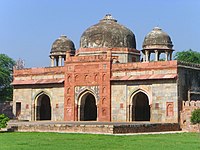Isa Khan's mosque, across his tomb, also built ca 1547 CE, near Humayun's tomb