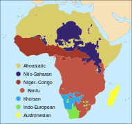Ареали мовних сімей в Африці