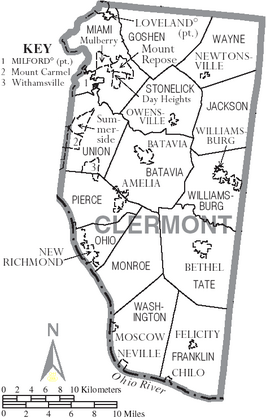 Kaart van Clermont County