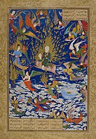 "Viaggio del Profeta" di Sultan Mohammed, con influenze cinesi nelle nuvole e angeli, 1539-43.[61]