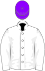 White, purple cap