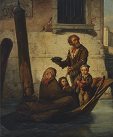 Antonio Rotta,（英語：Peasant family on the Venetian Canal, 威尼斯, 1854)