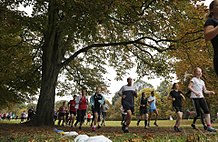 Runners participating in a parkrun event