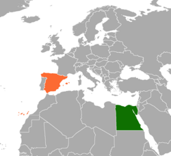 Map indicating locations of Egypt and Spain