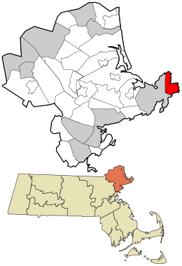 Location in Essex County and the state of Massachusetts.