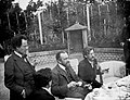 Max Reinhardt, Gustav Mahler, Carl Moll und Hans Pfitzner im Garten der Villa Moll 1905