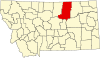 Harta statului Montana indicând comitatul Phillips