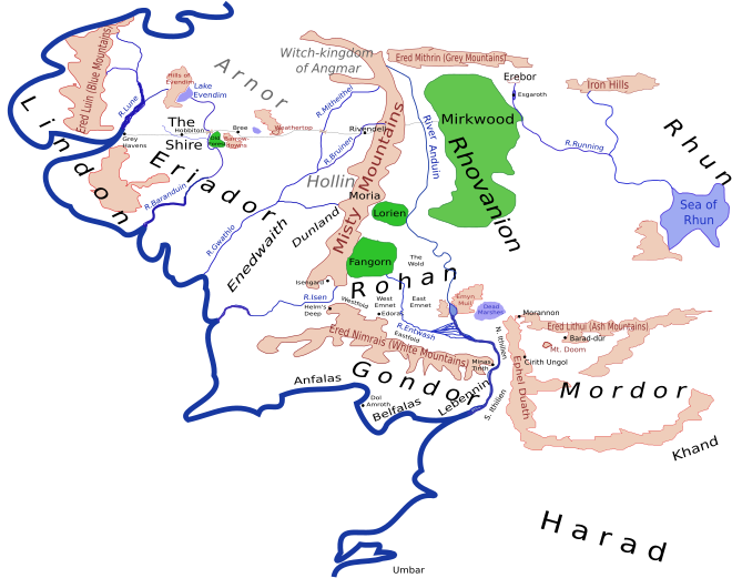 Sketch map of Middle-earth during the Third Age