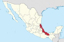 韋拉克魯斯州在墨西哥的位置