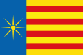 Proposed flag of Salento with a Vergina Sun on a blue strip. (Italy)