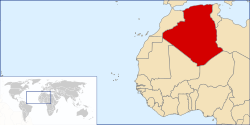 Vị trí của Algérie ở Bắc Phi.