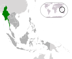Location of  Myanmar  (green) in ASEAN  (dark grey)  —  [Legend]