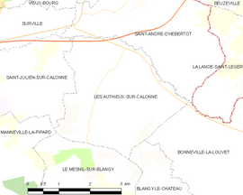 Mapa obce Les Authieux-sur-Calonne