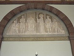 "Wie S. Hildegard in Ingelheim zu Kaiser Barbarossa spricht." ("Como santa Hildegarda habla al emperador Barbarroja en Ingelheim").