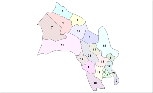 Beliggenhed af kommuner i Buskerud