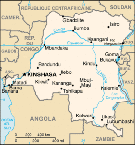 Carte de la République démocratique du Congo.