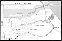 Map of the demilitarised zone between North and South Vietnam