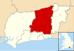 Horsham shown within West Sussex