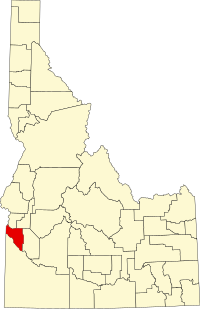 Map of Ajdaho highlighting Canyon County