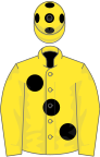 Yellow, large black spots, black spots on cap