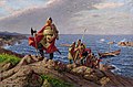 Leif Erikson giunge sulle coste dell'America in un quadro di Hans Dahl
