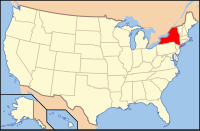 Map of the U.S. highlighting නිව්යෝර්ක්