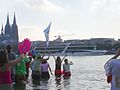 Arrival of the Pope to Cologne crossing the Rhin