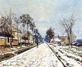 La route de Versailles à Louveciennes, effet de neige, 1870