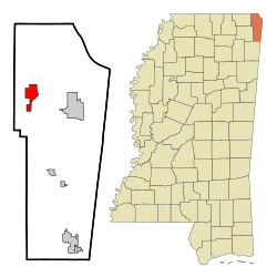 Location of Burnsville, Mississippi