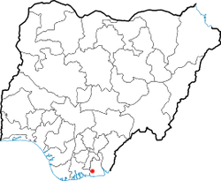 Location of Uyo on a map of Nigeria