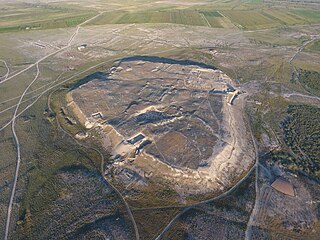 Aerial photograph of the archaeological site of Otrar.