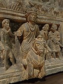 Detail; Siddharta rides out of the main plane of the relief, Gandhara