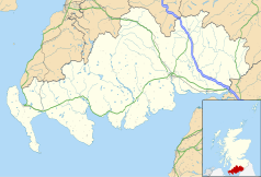 Mapa konturowa Dumfries and Galloway, blisko lewej krawiędzi znajduje się punkt z opisem „Latarnia morska Corsewall”
