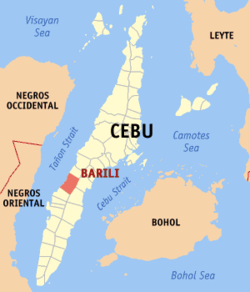 Mapa han Sugbo nga nagpapakita han kahamumutangan han Barili.