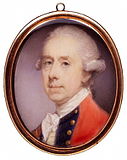 General britânico Thomas Gage, usando uma peruca branca, 1775.
