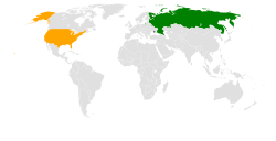 Haritada gösterilen yerlerde Russia ve USA
