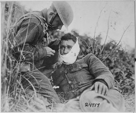 Soldat américain blessé le 26 septembre 1918 à Varennes-en-Argonne.