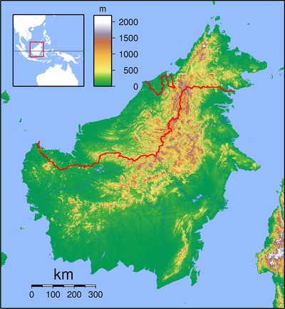 Borneo trên bản đồ Borneo