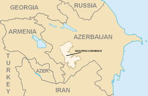 Vuoristo-Karabah korostettuna kartalla.