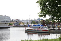 View of Oulu guest Harbour and Oulu City Theater from Elba Island